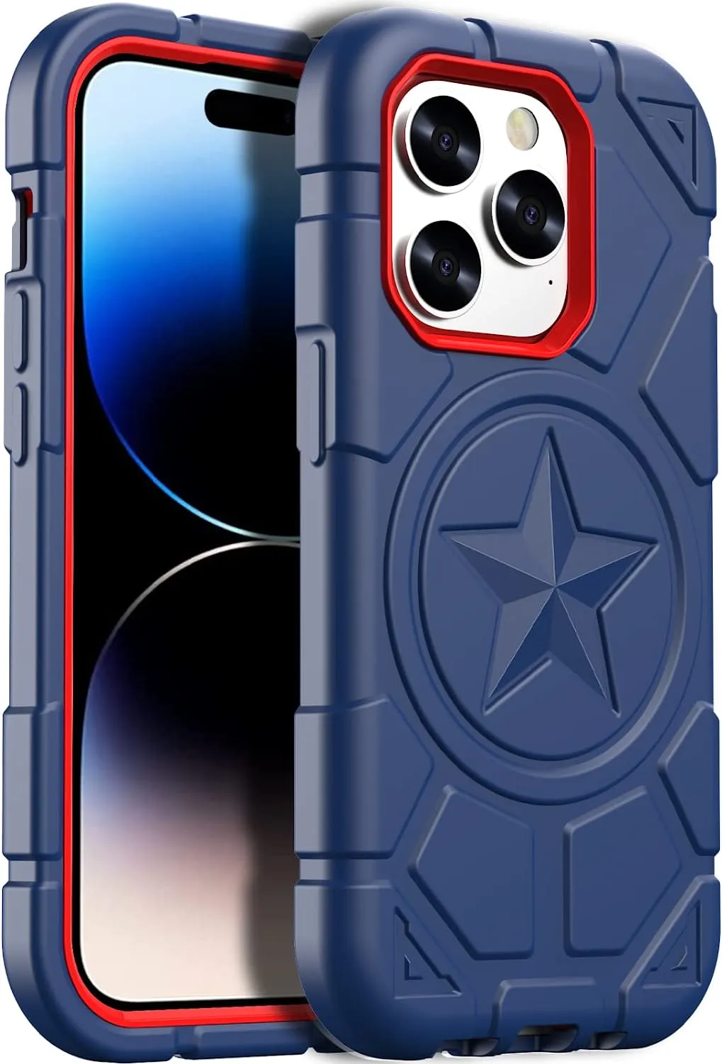 iPhone 14 Pro Max Case 6.7 Inch, Military Grade Drop Protection Navy Blue Red