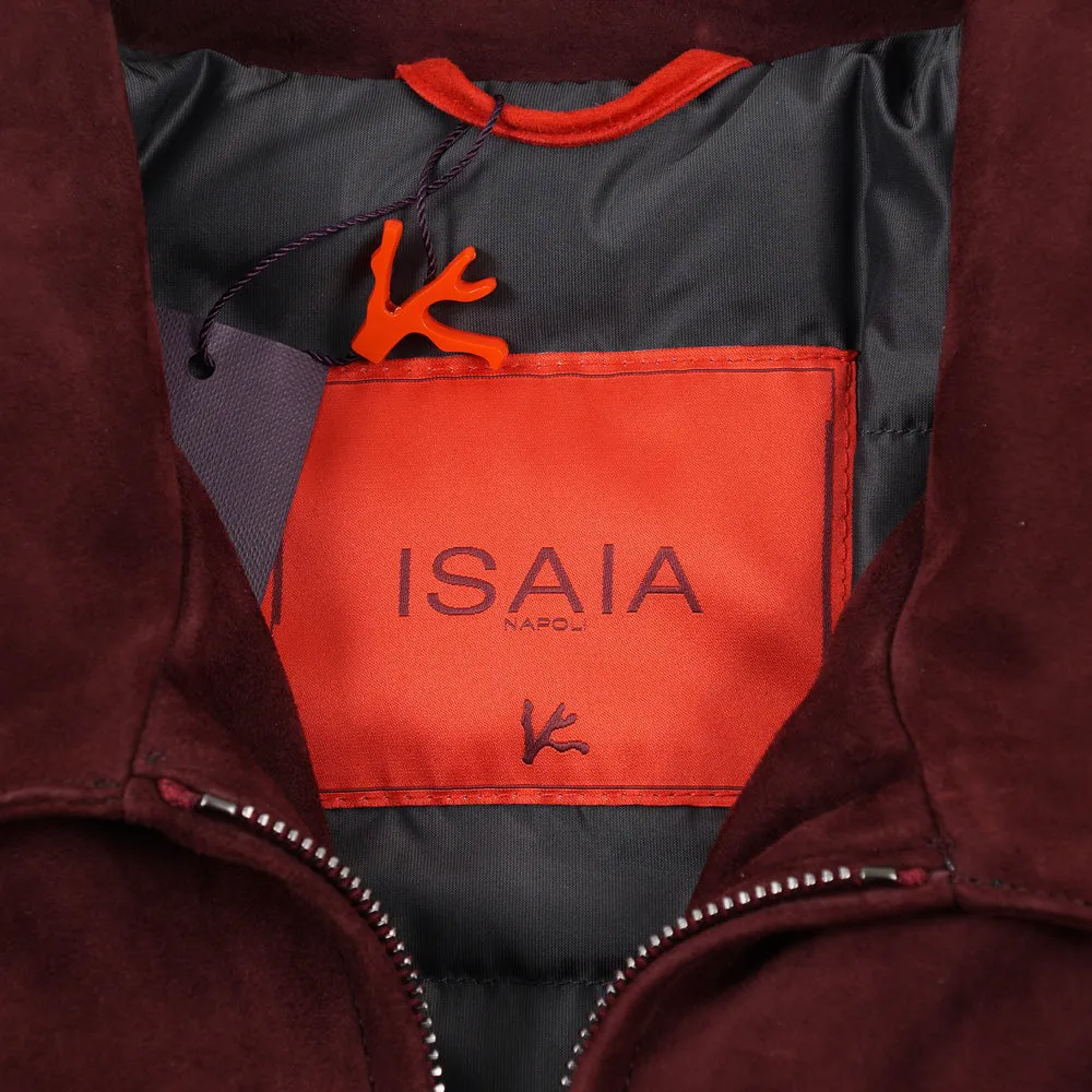 Isaia Down-Filled Suede Bomber Jacket