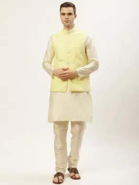 Jashvi Men's Embroidered Nehru Jacket & Kurta Pyjama