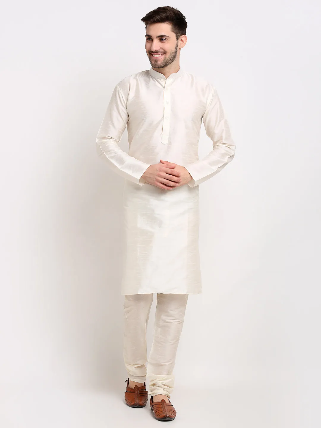 Jashvi Men's Ikat Print Nehru Jacket & Kurta Pyjama