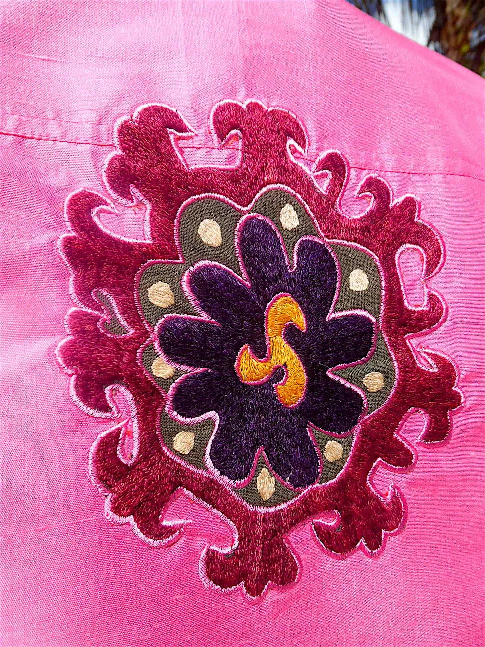 Jean Jacket Vintage Suzani Embroidery Pink