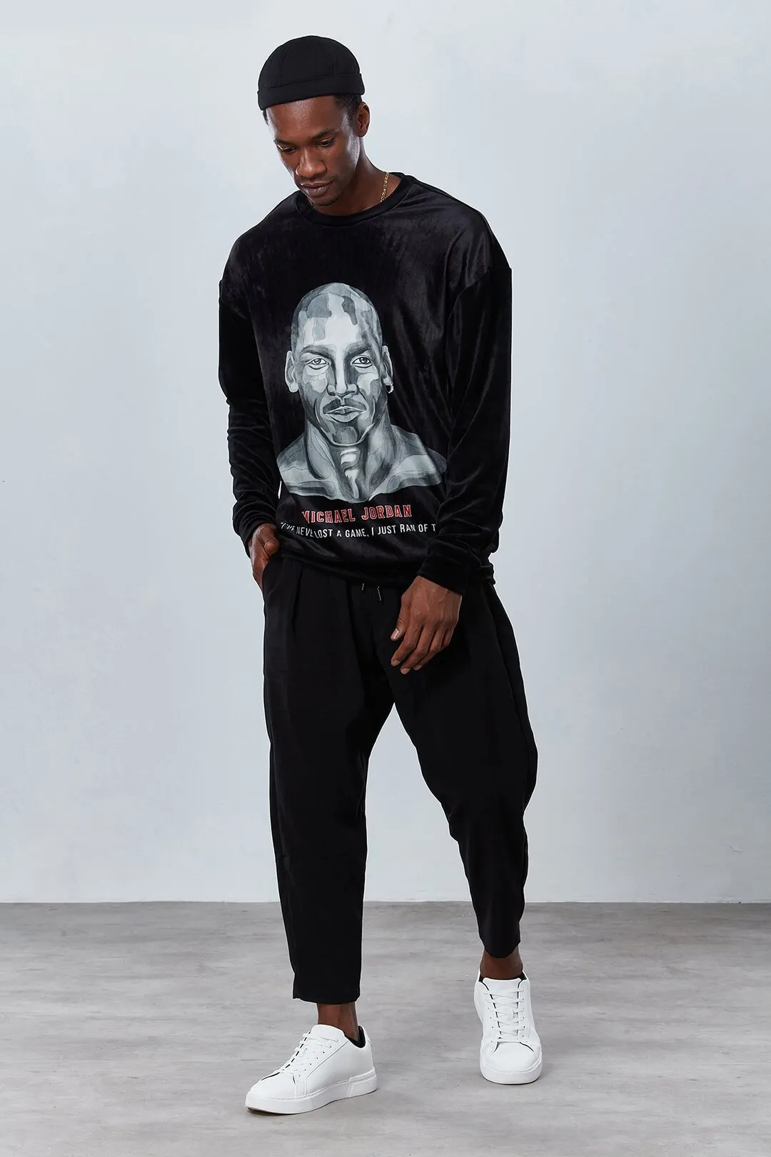 Jordan Black Velvet Sweatshirt - Dear Deer