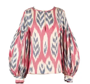 Josephine Poet Sleeve Cotton Ikat Blouse