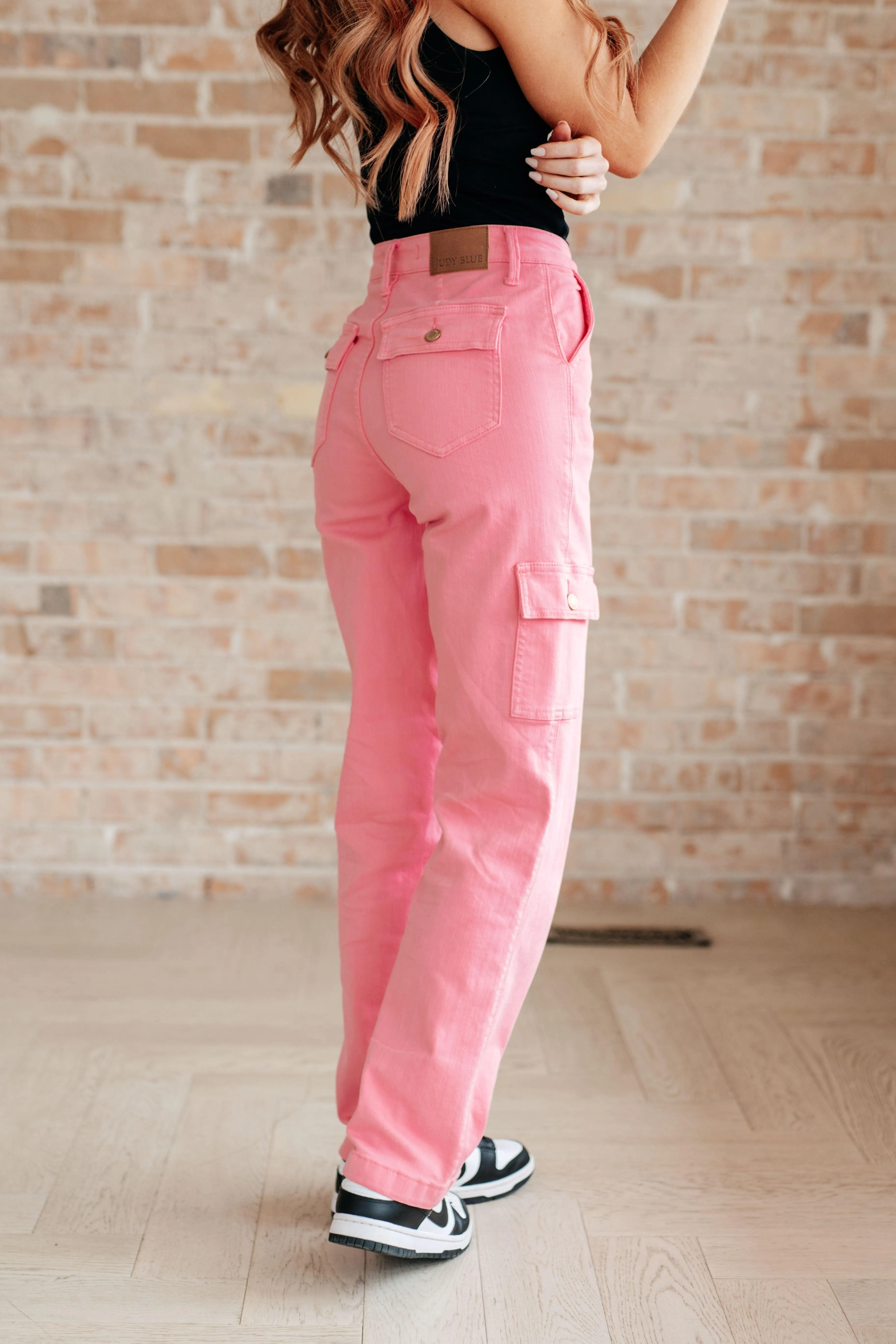 Judy Blue Pink High Rise Cargo Jeans