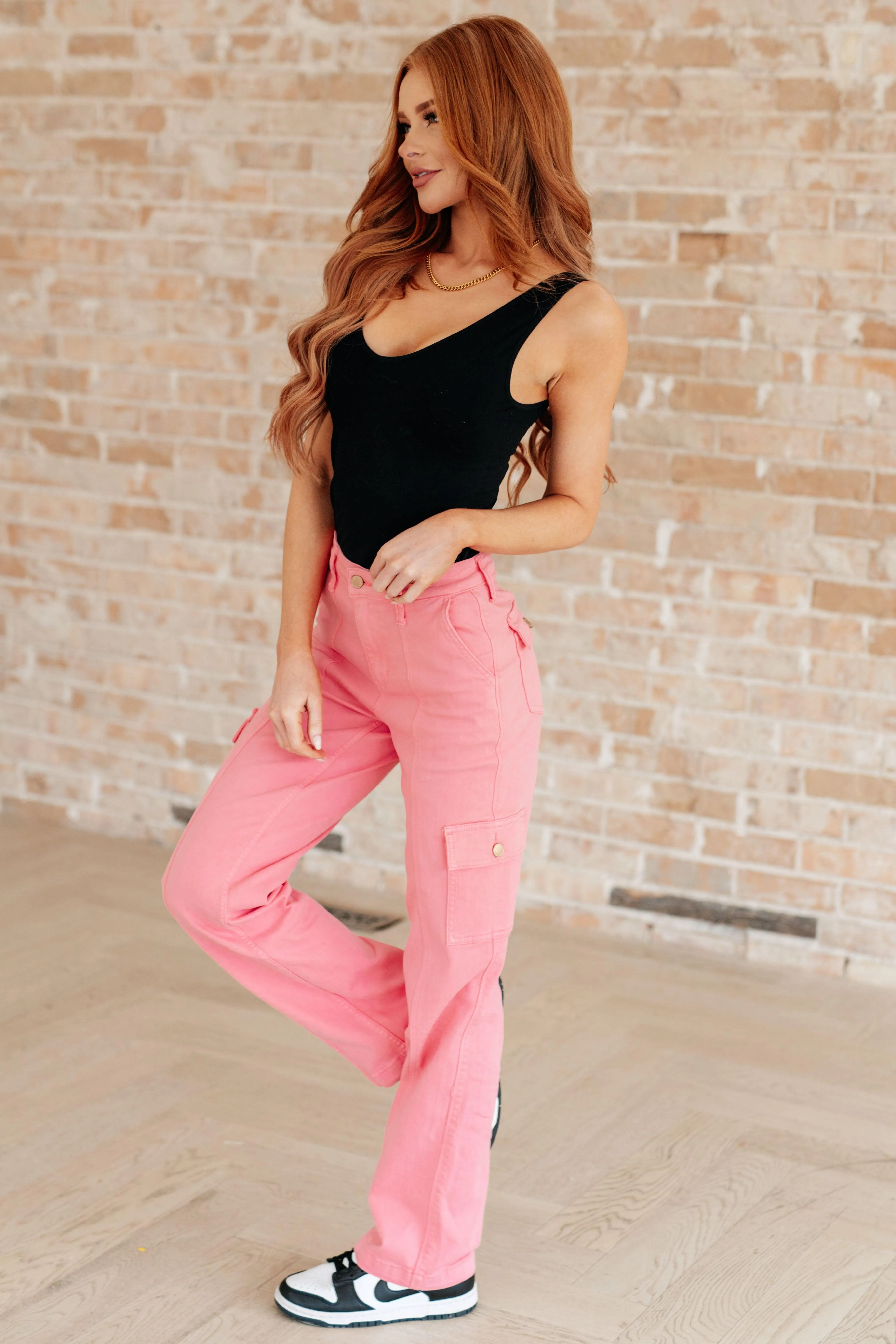 Judy Blue Pink High Rise Cargo Jeans