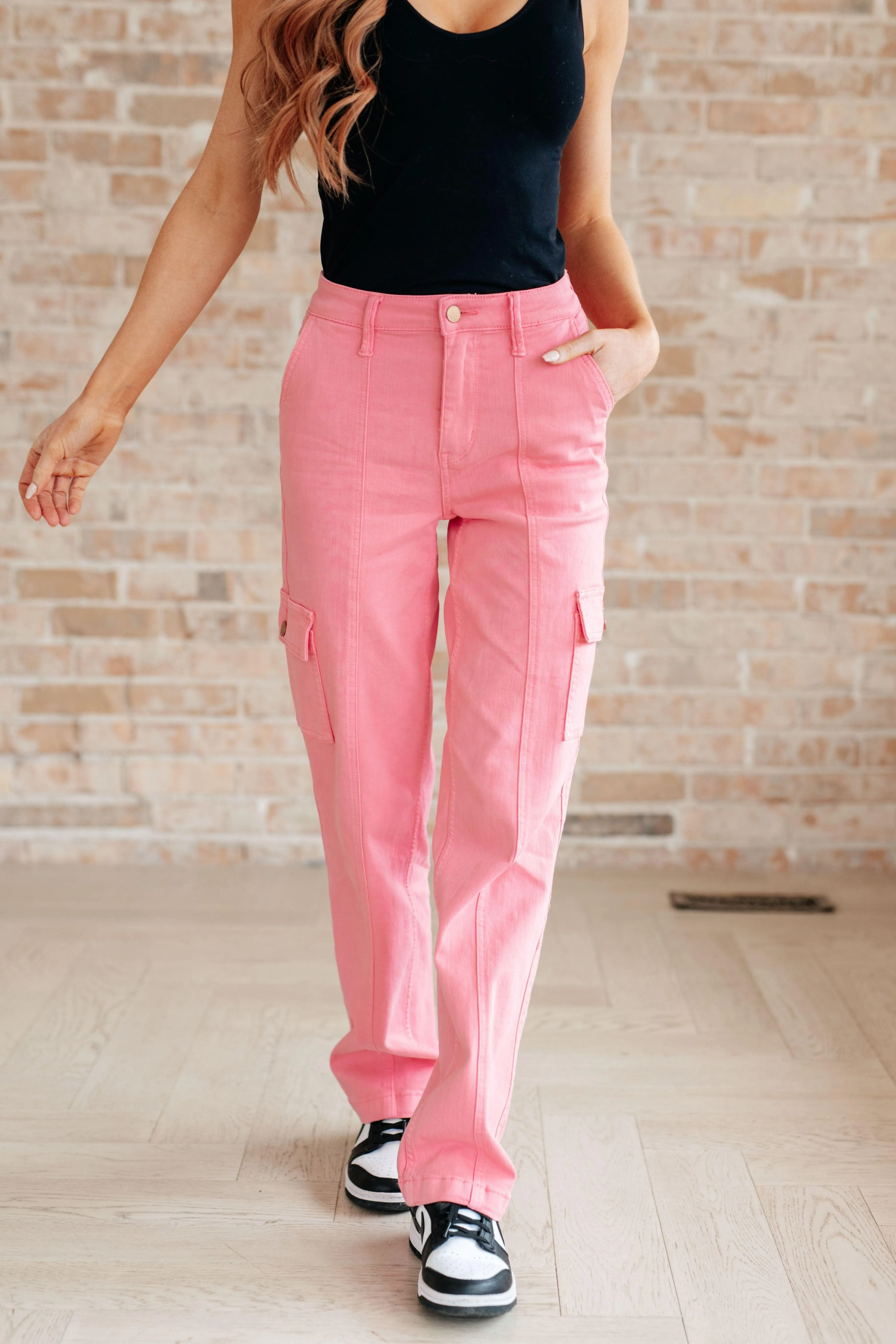 Judy Blue Pink High Rise Cargo Jeans