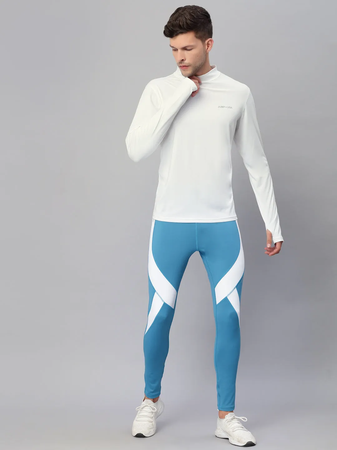 JUMP USA Men Rapid Dry-Fit Antimicrobial Running Tights