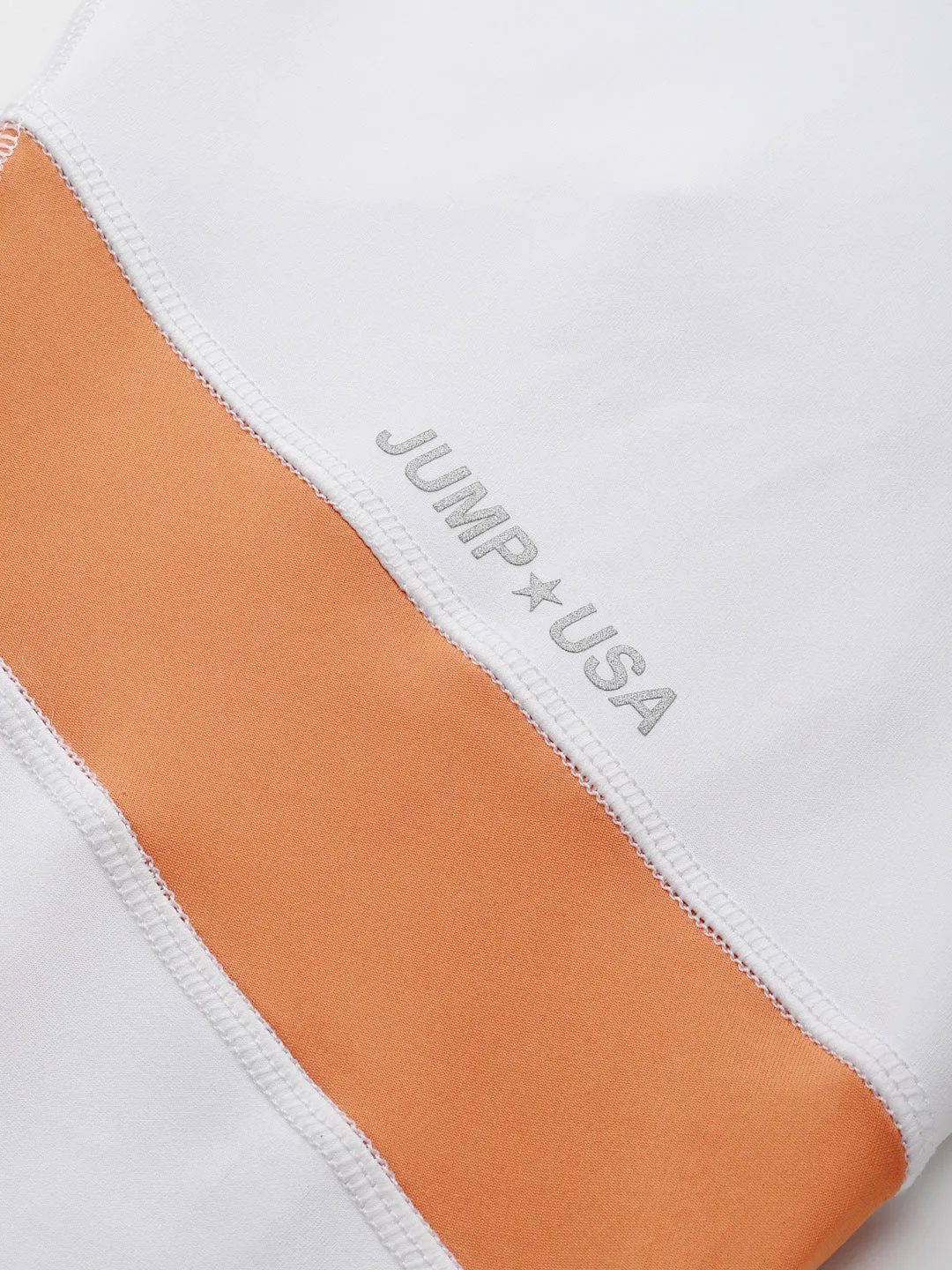 JUMP USA White-Orange Rapid-Dry Training Tights For Men