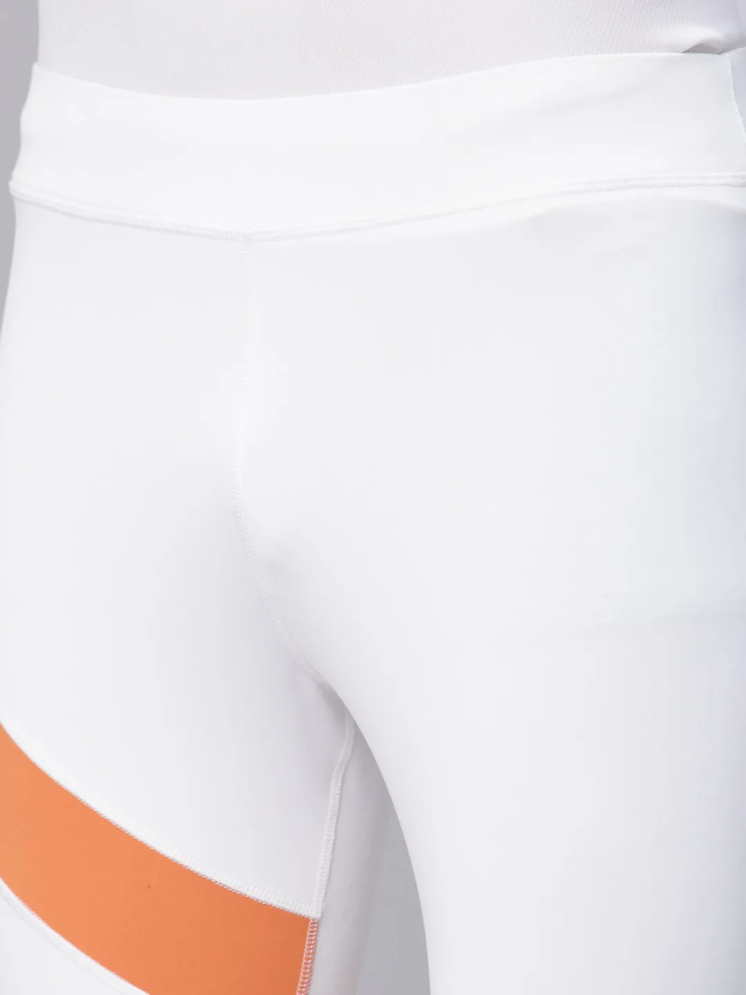 JUMP USA White-Orange Rapid-Dry Training Tights For Men