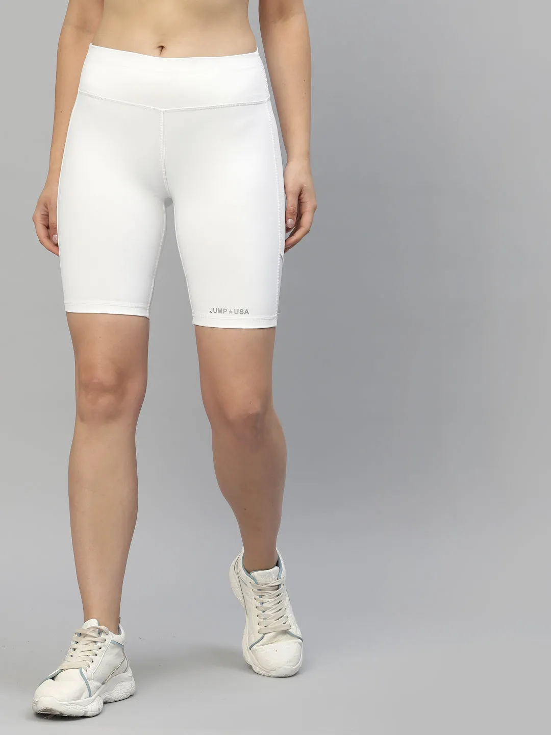 JUMP USA Women White Rapid-Dry Fit Running Short Tights