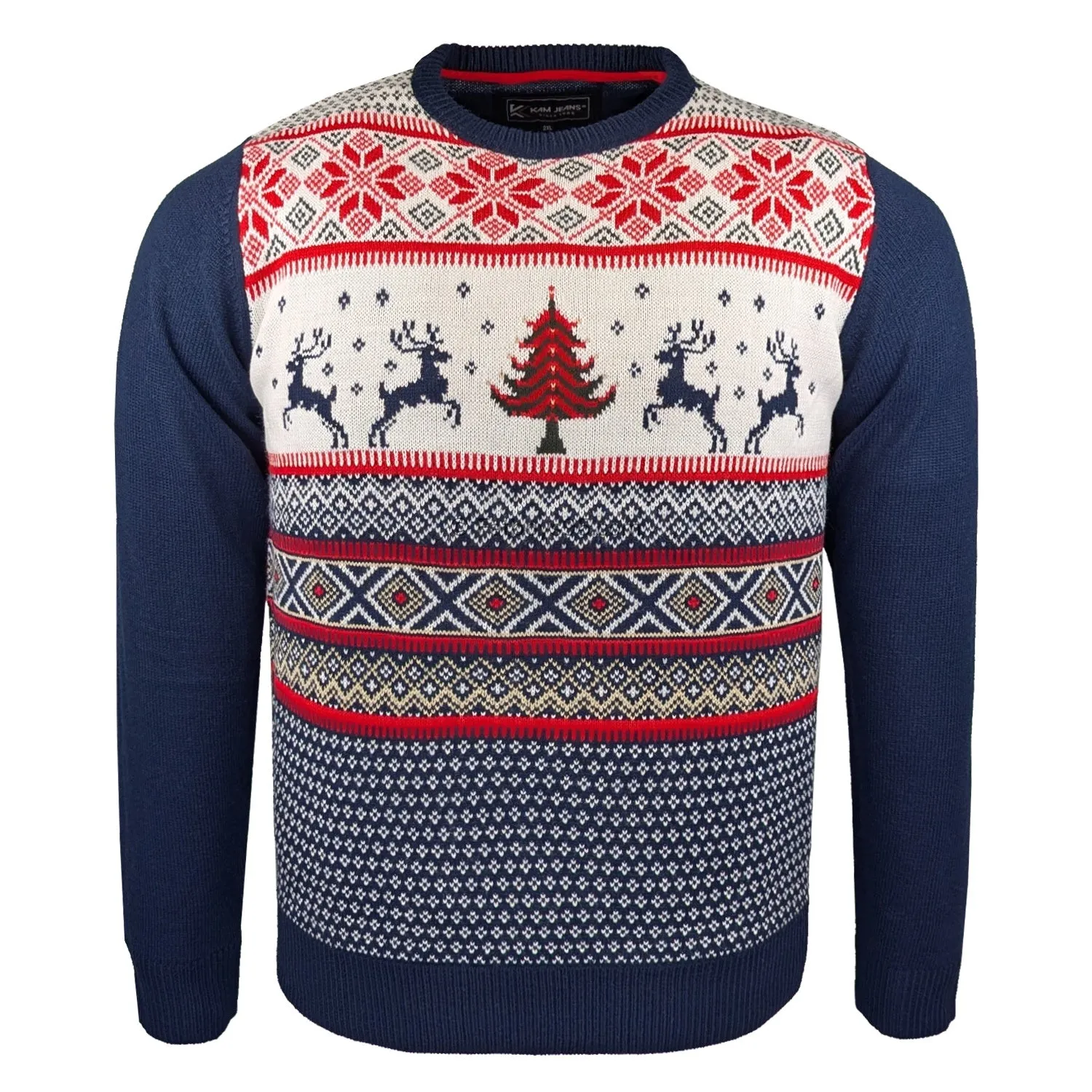 Kam Reindeer Xmas Jumper - KBS X031 - Navy