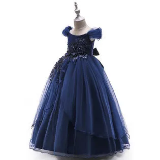 Kids Girls Round Neck Sleeveless Ball Gown Dress - C1959JPKGD