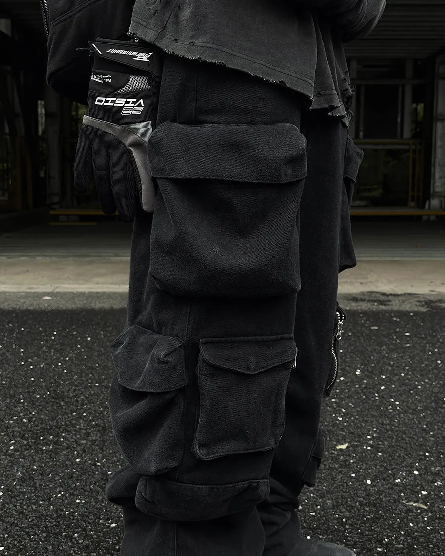 KIIKIO Black Multi-Pocket Cargo Pants