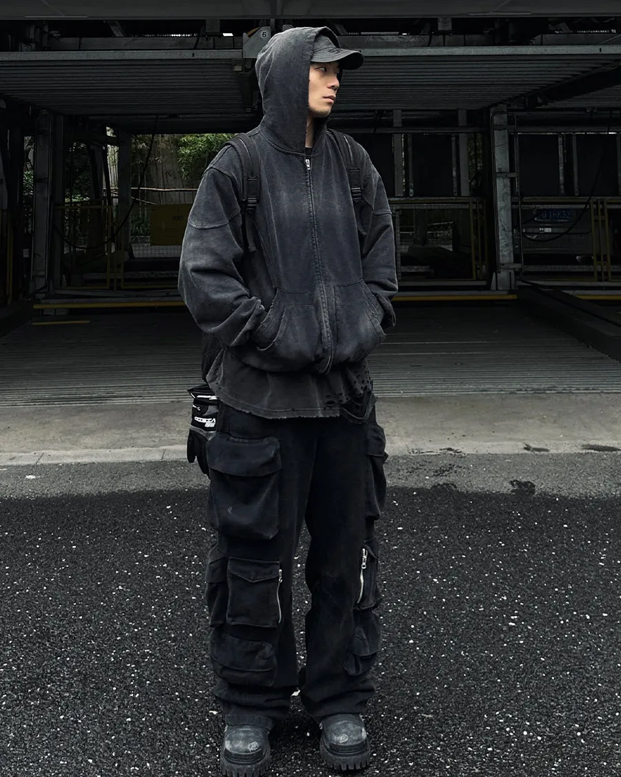 KIIKIO Black Multi-Pocket Cargo Pants