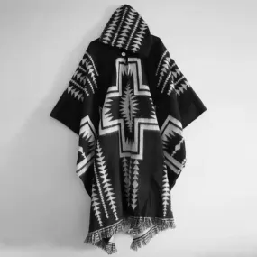 Knitted Ethnic Print Poncho