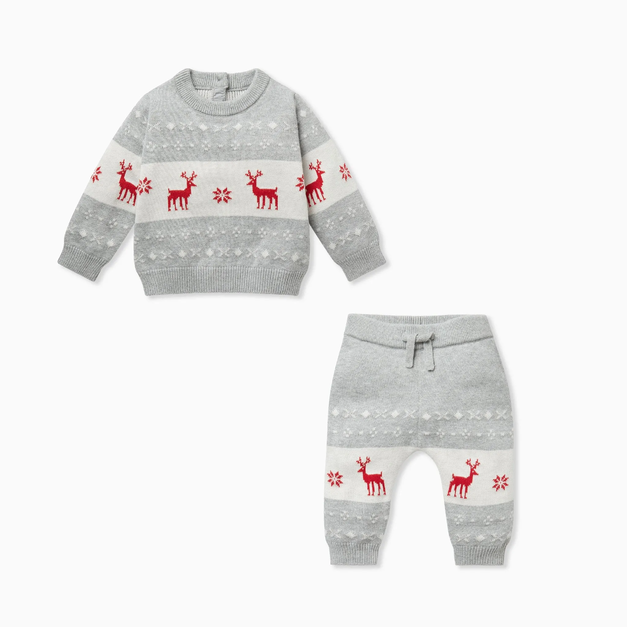 Knitted Reindeer Grey Jumper & Joggers Outfit