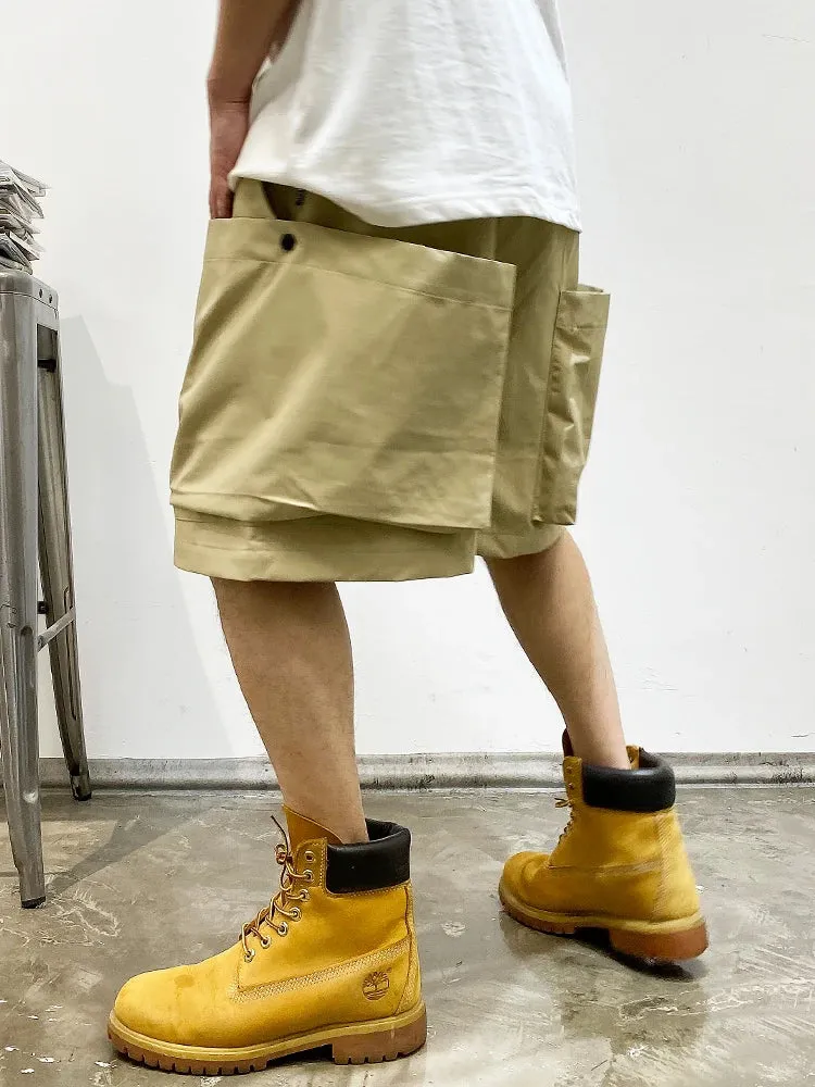 Korean Trendy Big Pocket Cargo Shorts Men Clothing - High Quality Nylon Casual Baggy Pants