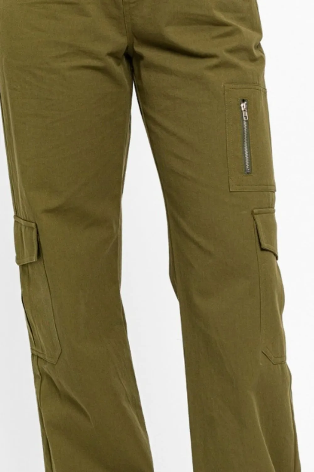 Le Lis High Waisted Wide Leg Cargo Pants with Pockets