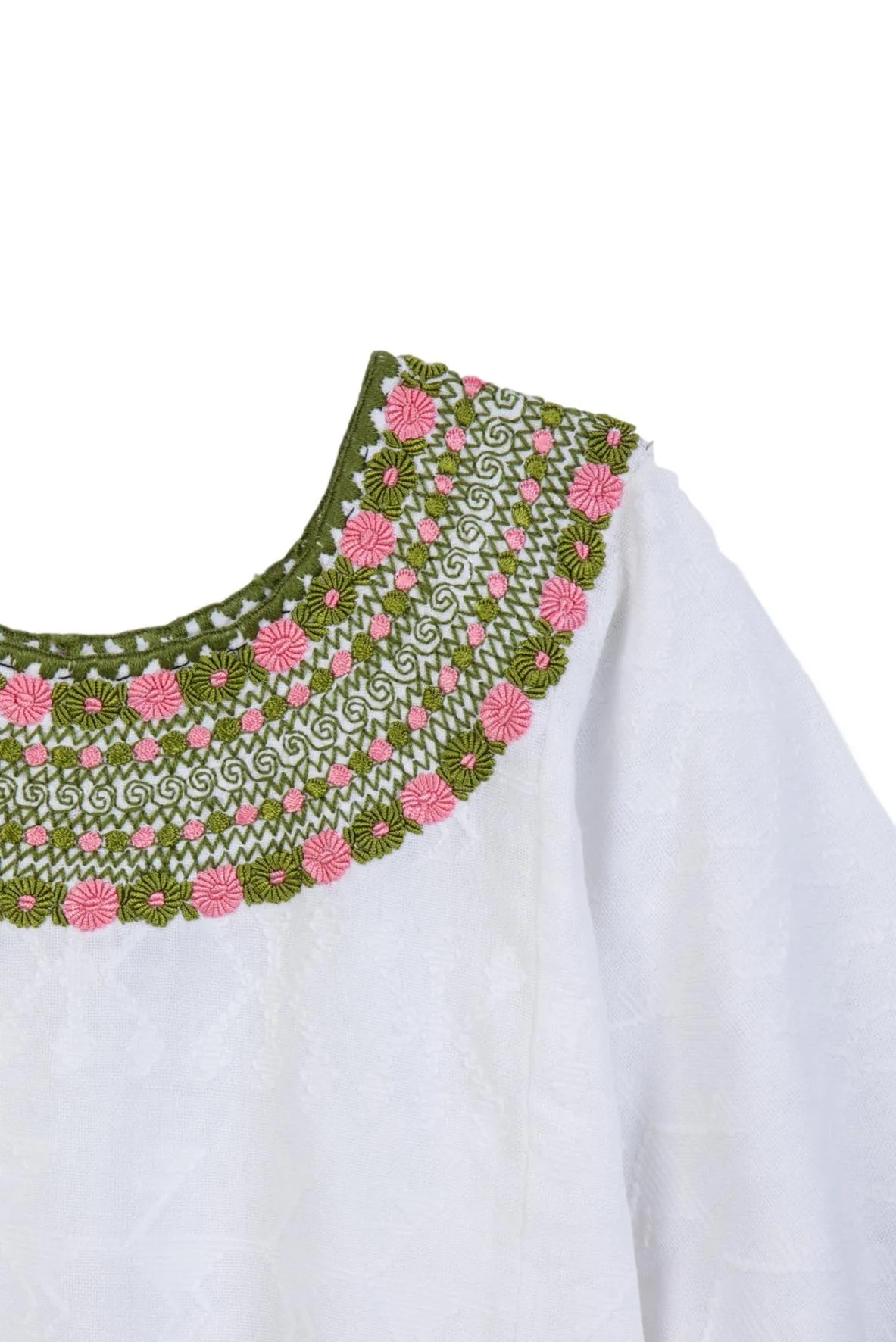 Leonore Guatemalan Blouse - Pink and Green