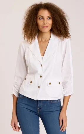 Linen Folksy Jacket - White