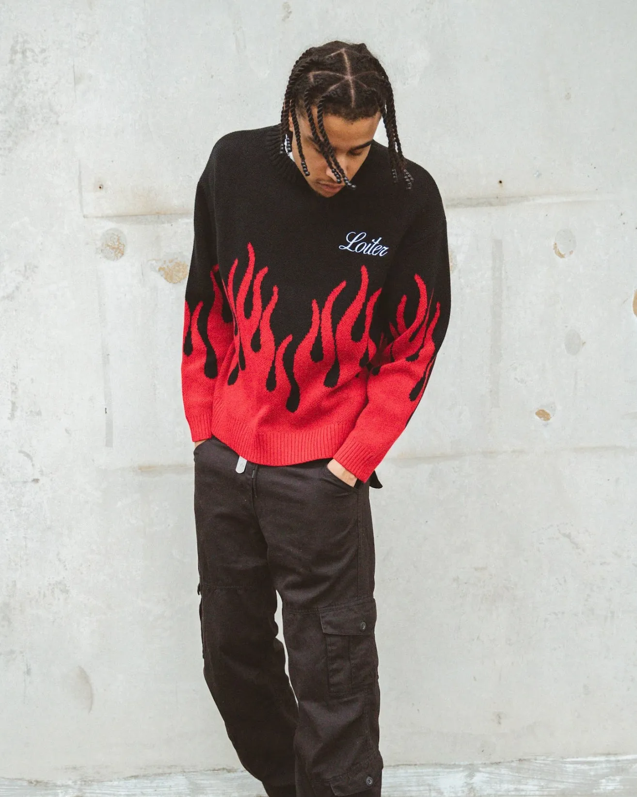 Loiter Inferno Knit Sweater Black/Red