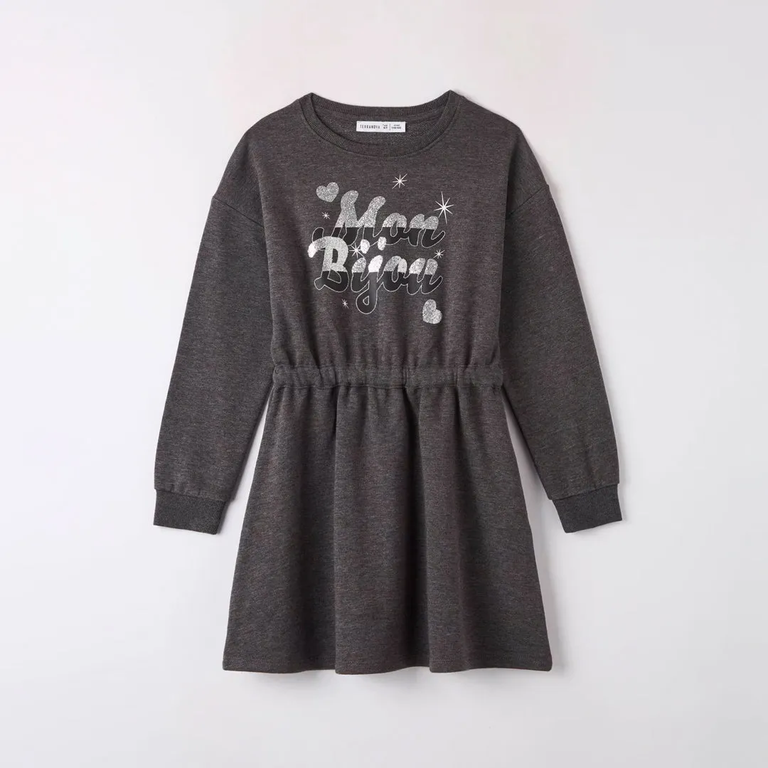 Long Sleeve Crew Neck Sweatshirt Dress