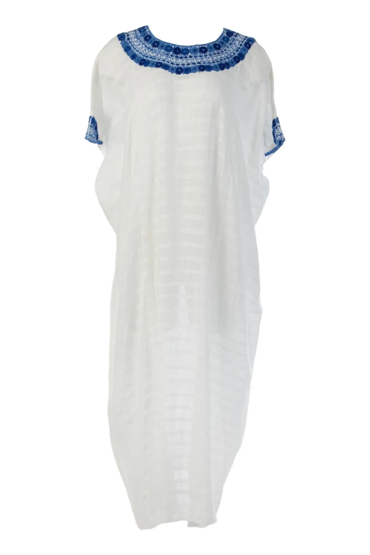 Luisa Guatemalan Kaftan - White and Blue