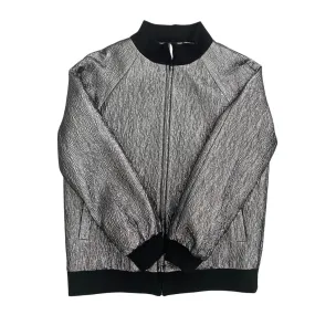 Lurex Oversized Bomber Jacket Metallic Grey SIZE 8