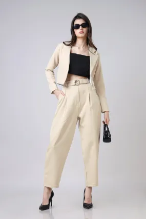 Lux Cropped Jacket With Top Tube And Trouser Set