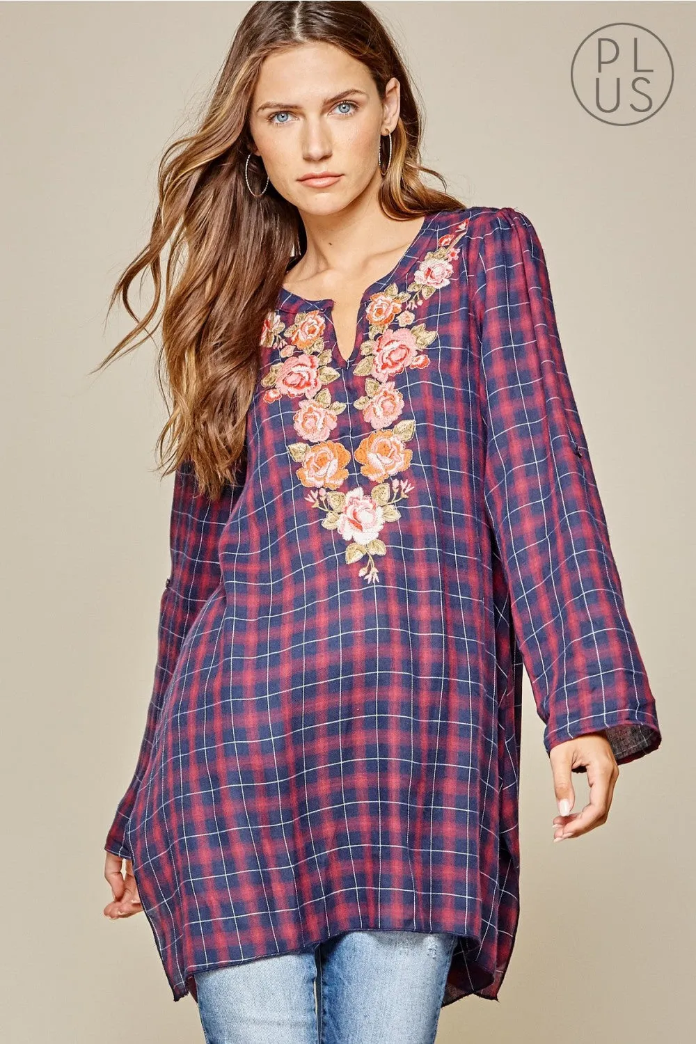 Mad About Plaid Embroidered Tunic