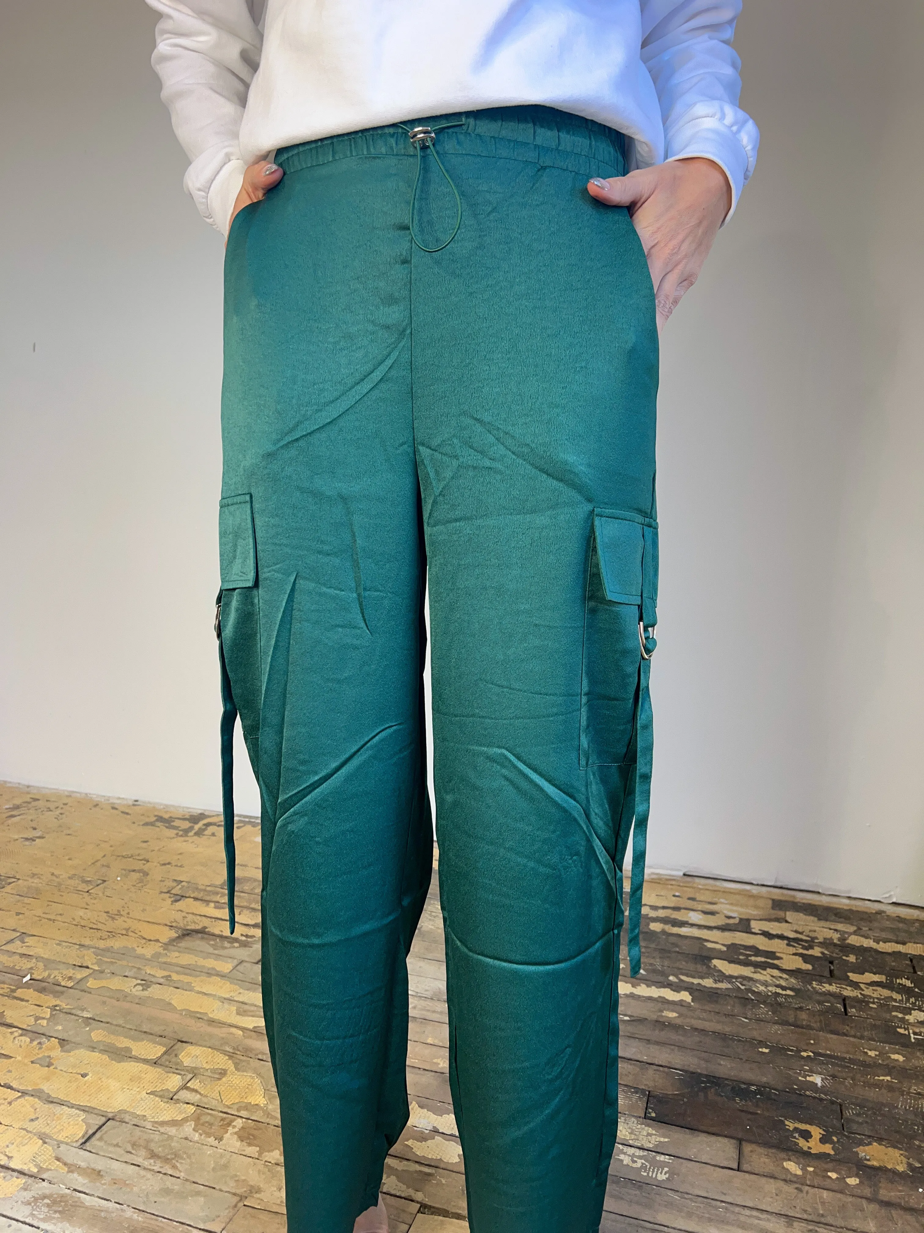 Making Plans Satin Cargo Pant