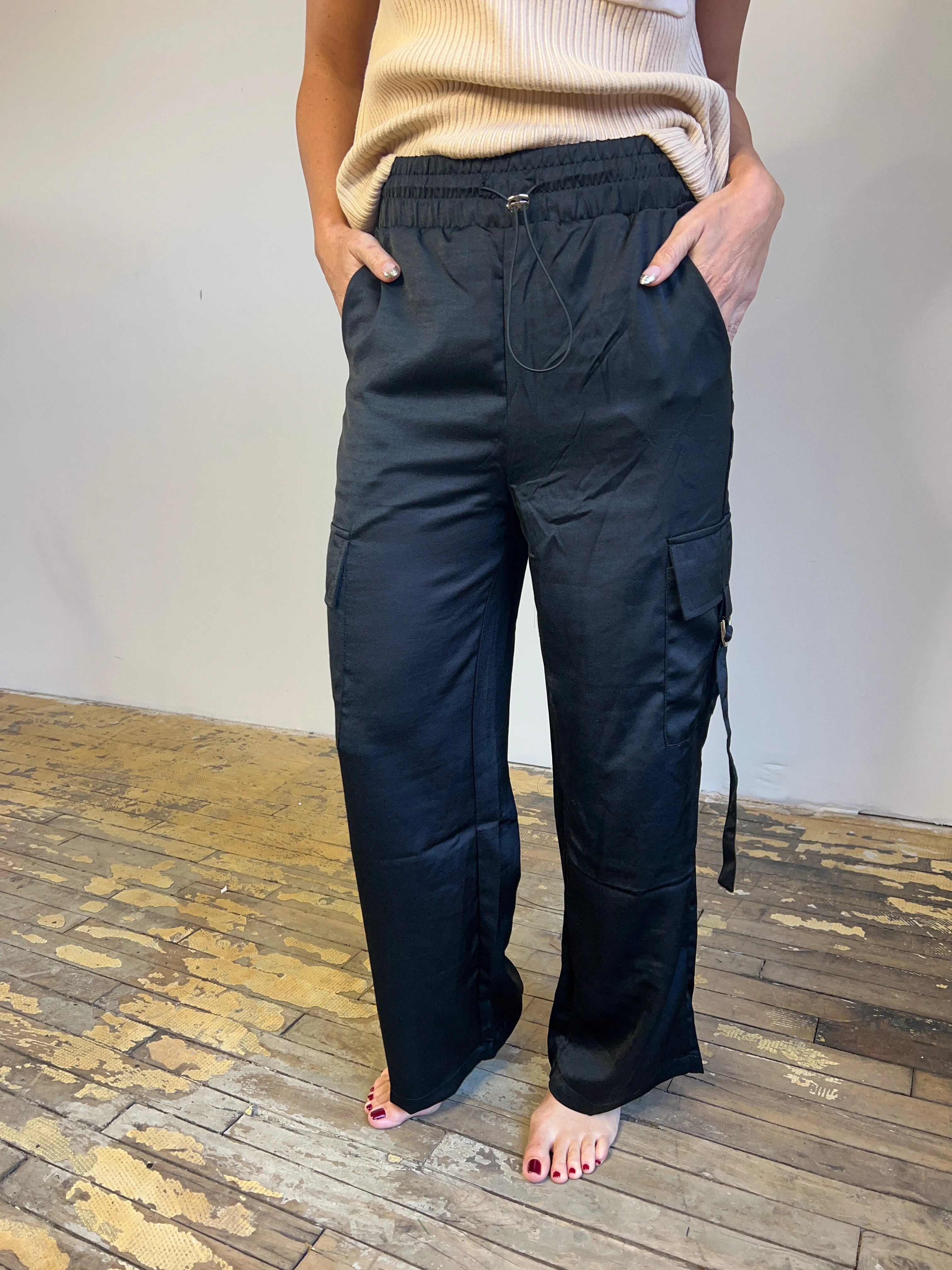 Making Plans Satin Cargo Pant