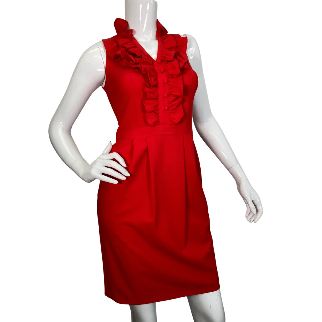 Marc New York Red Dress with Ruffle Neck