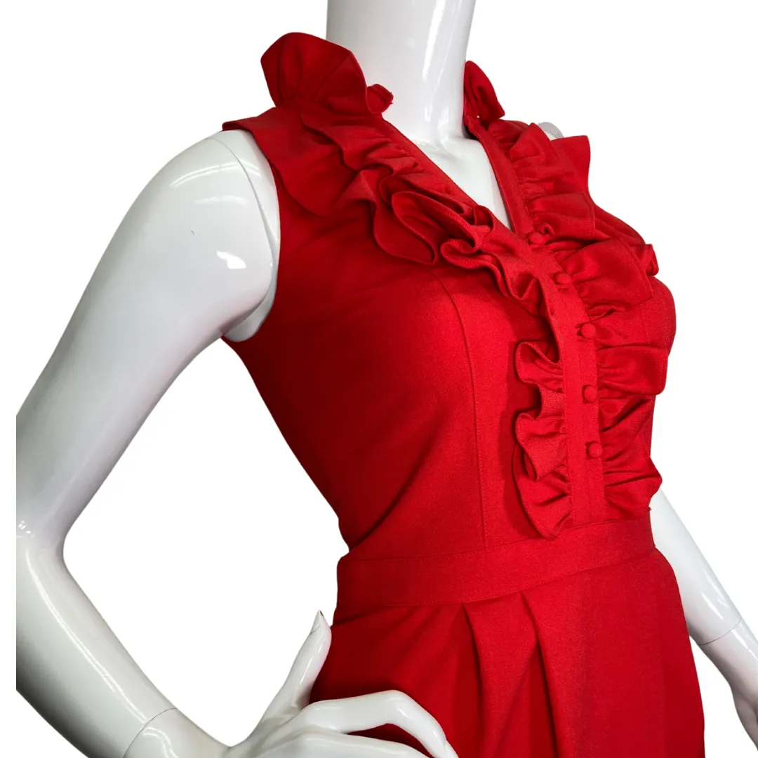 Marc New York Red Dress with Ruffle Neck