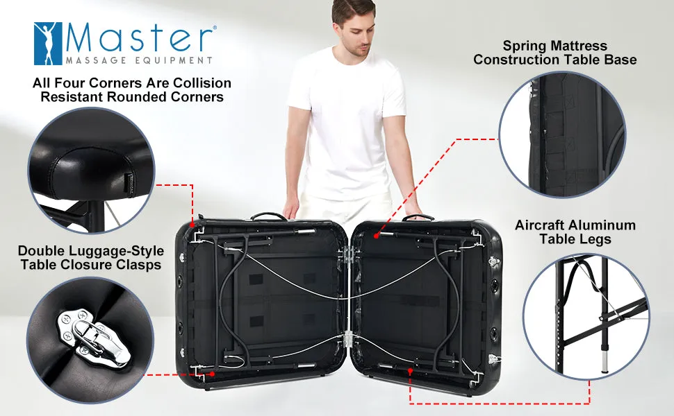 Master Massage 30" STRATOMASTER™ Portable Massage Table Package with NanoSkin™ (Black Color)