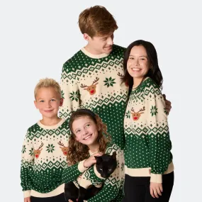 Matching Family Christmas Jumpers - Green Retro Reindeer