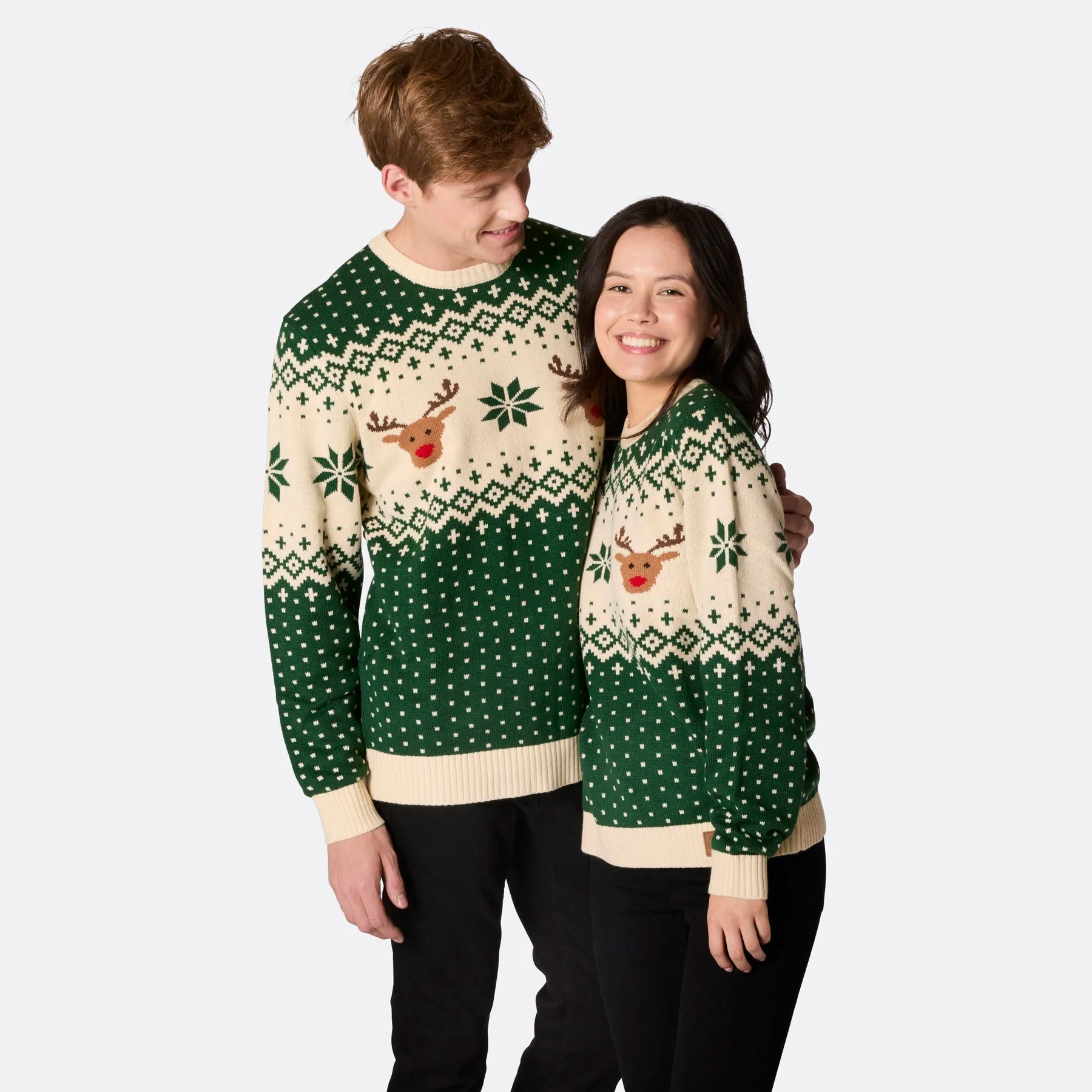 Matching Family Christmas Jumpers - Green Retro Reindeer