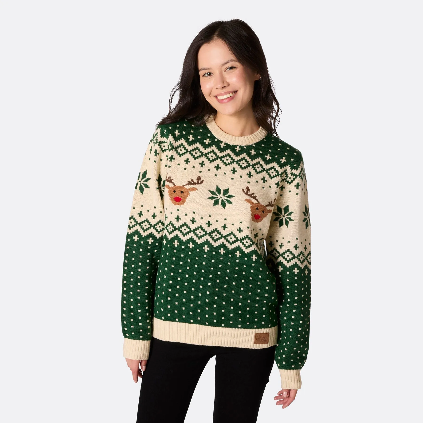 Matching Family Christmas Jumpers - Green Retro Reindeer