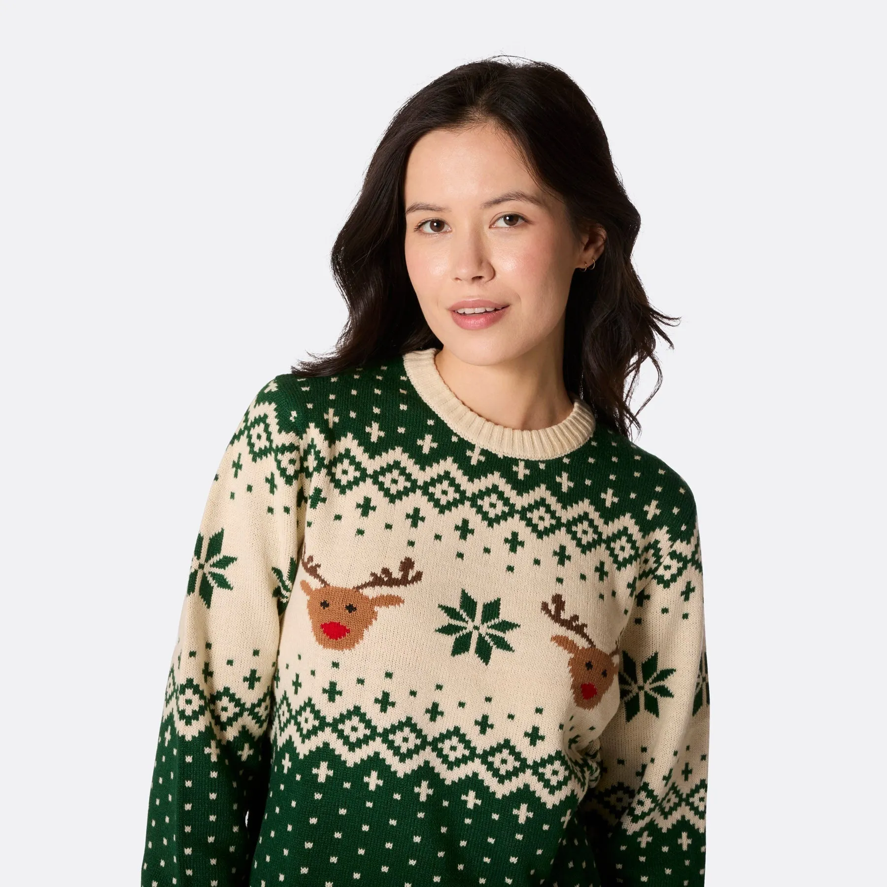 Matching Family Christmas Jumpers - Green Retro Reindeer