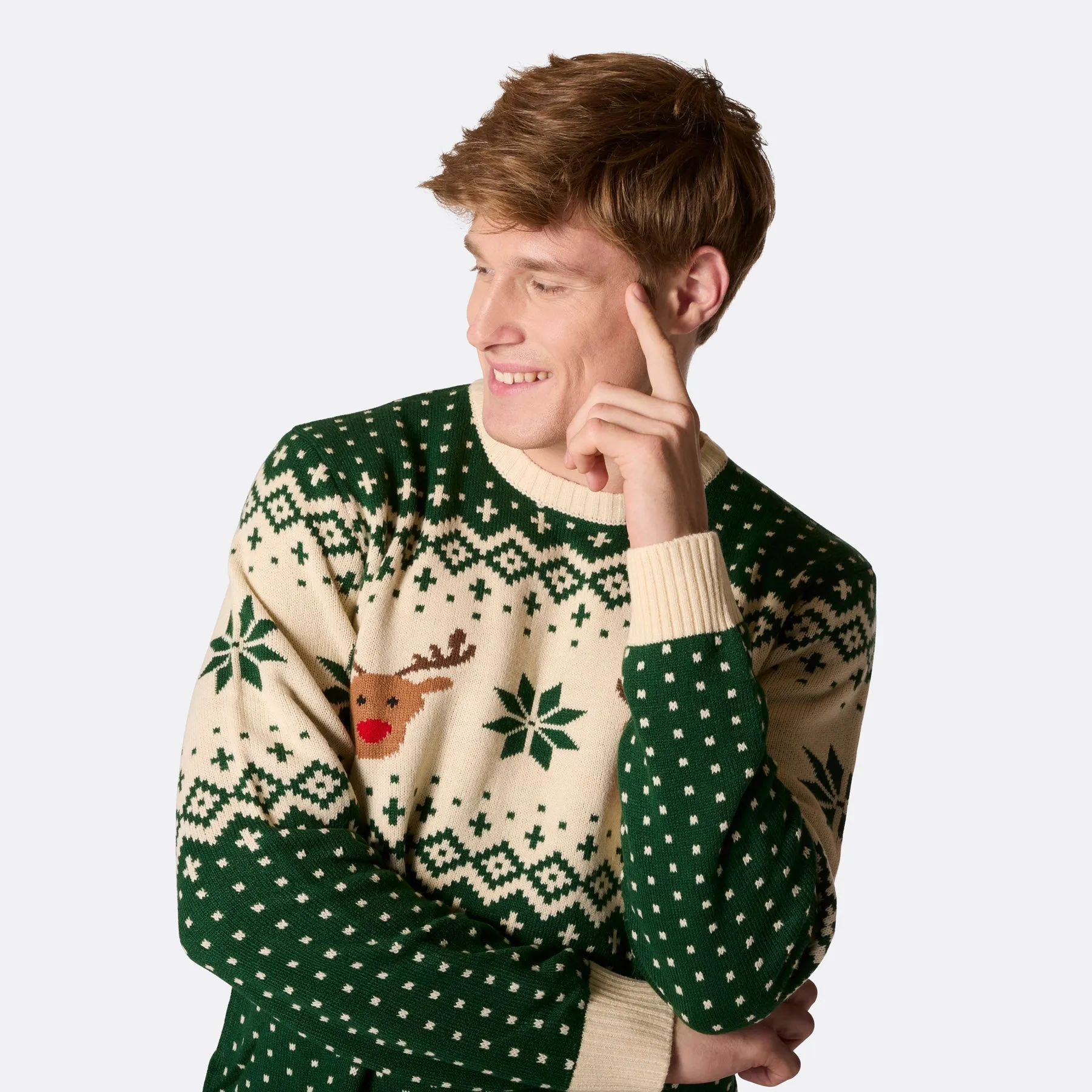 Matching Family Christmas Jumpers - Green Retro Reindeer