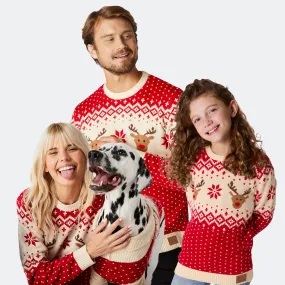 Matching Family Christmas Jumpers - Red Retro Reindeer