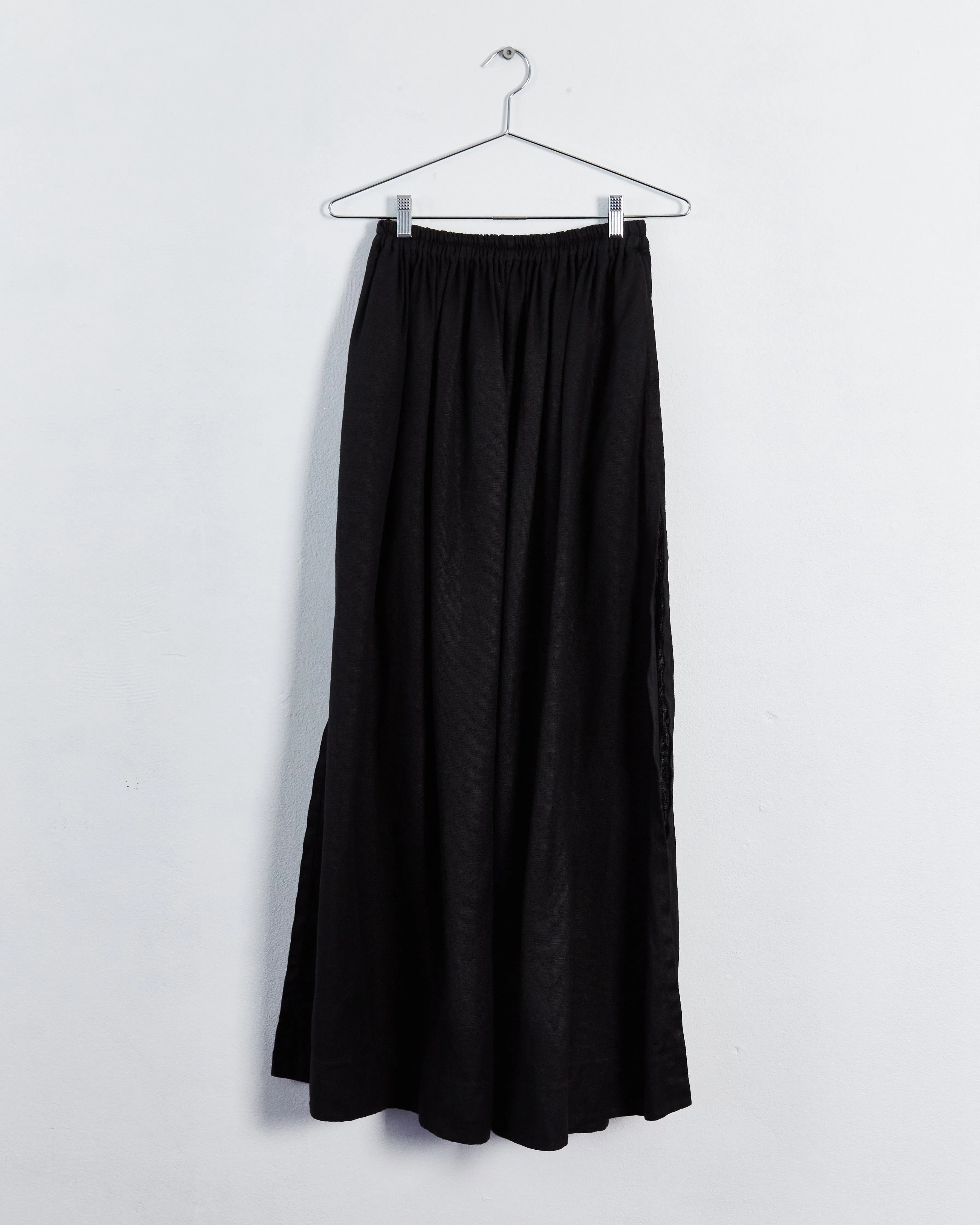 Matteau elastic waist linen maxi skirt, black, 8