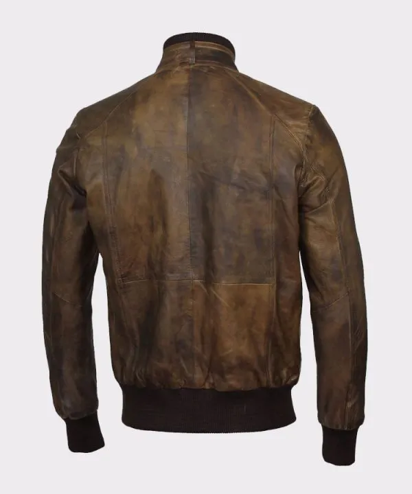 Men Brown Bomber Aviator Biker Jacket