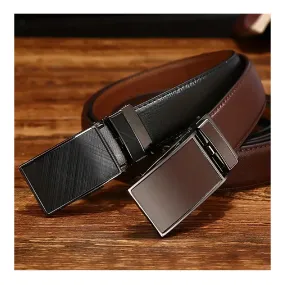 Men's Automatic Belt Buckle Belt, Genuine Leather Alloy Buckle Head Durable Belt