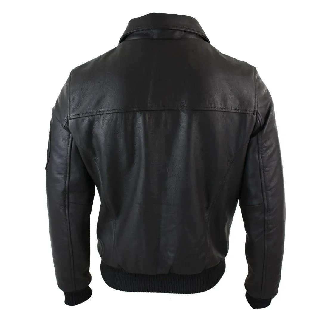 Mens Genuine Real Leather Harrington Bomber MA1 Classic Pilot MOD Jacket