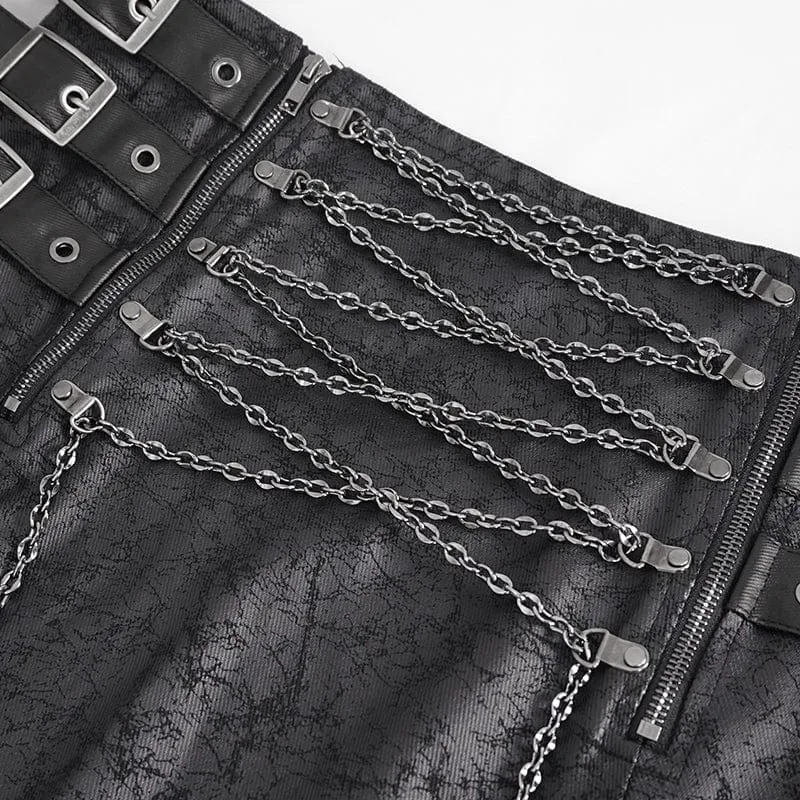 Men's Gothic Chain Multi-buckle Skirt