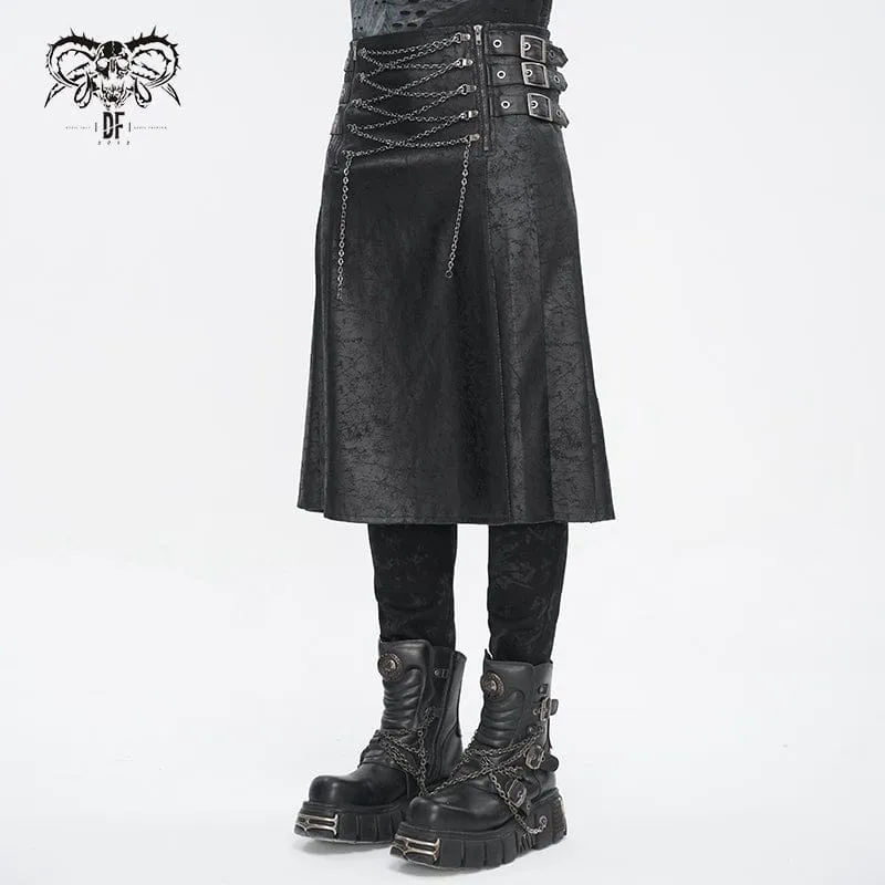 Men's Gothic Chain Multi-buckle Skirt