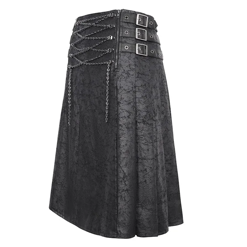 Men's Gothic Chain Multi-buckle Skirt