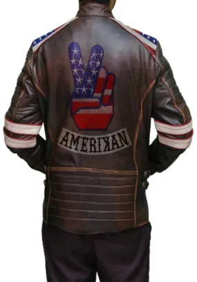 Men's Independence Day Flag Brown Jacket