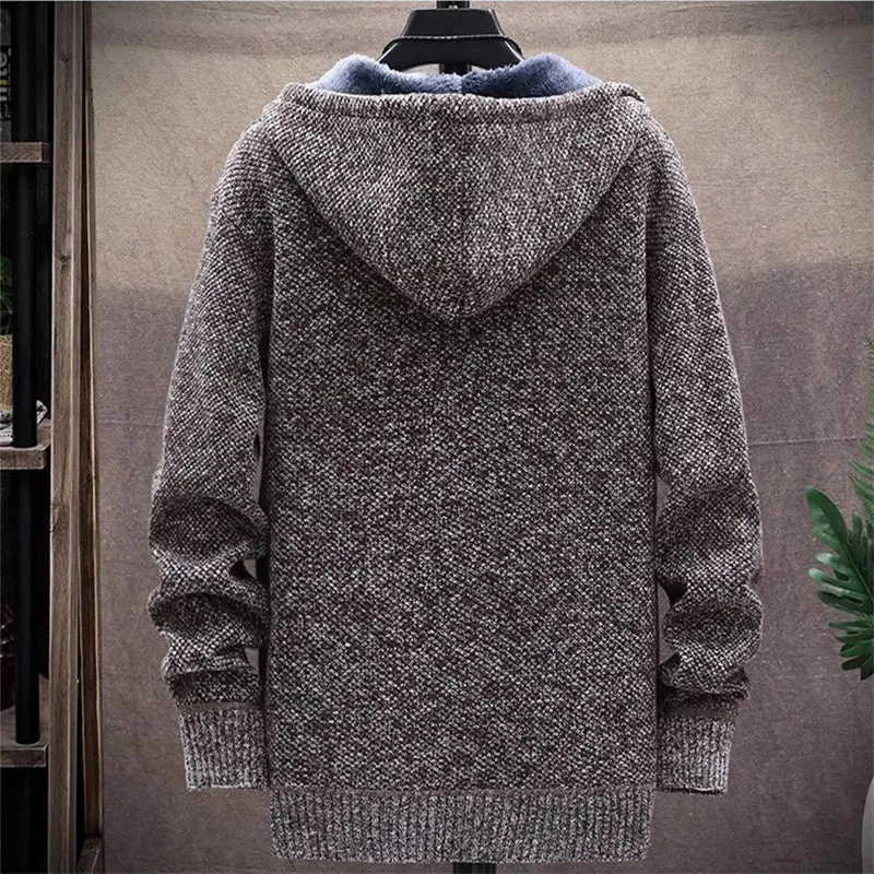 Men‘s Knitted Cardigan Winter Jacket/Hooded Fleece Warm Coat